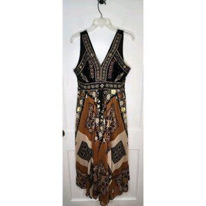 Anthropologie Raga Shenia Embroidered Sleeveless Maxi Dress Size LP Velvet Beads